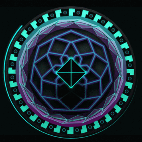 Purple and Blue Circle With Square and Letters FF