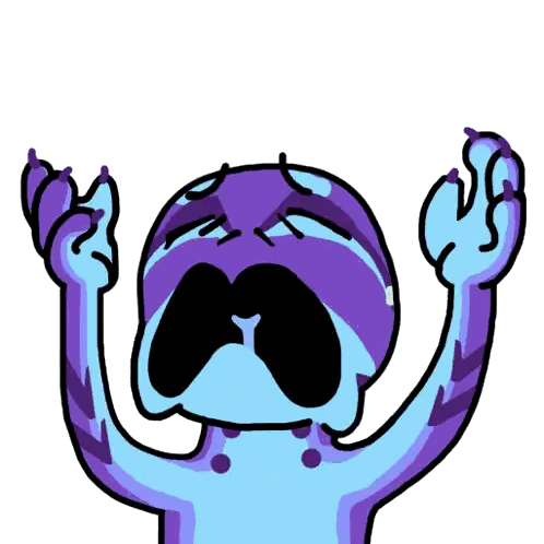 Purple and Blue Creature Open Mouth
