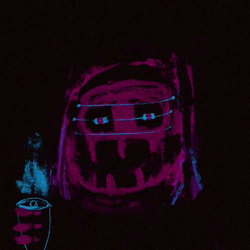 Purple and Blue Face With Braces