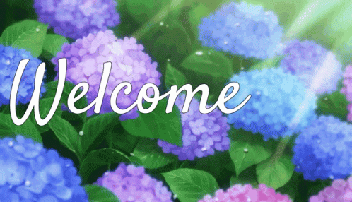 Purple And Blue Flowers Welcome GIF