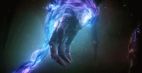 Purple and Blue Glowing Hand Floating