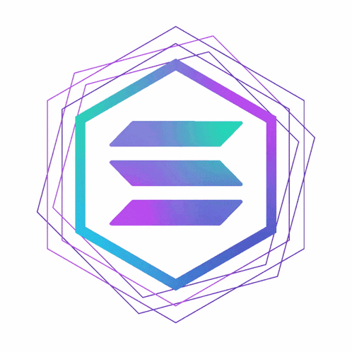 Purple and Blue Hexagon With Letter E