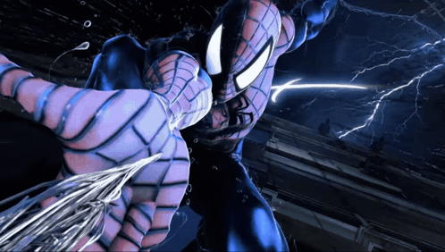 Purple and Blue Spider-Man With Lightning Strike