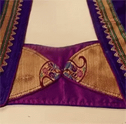 Purple and Gold Embroidered Blouse Close Up