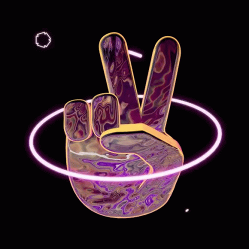 Purple And Gold Peace Sign With Check Mark GIF