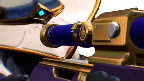 Purple and Gold Weapon with Blue Tube