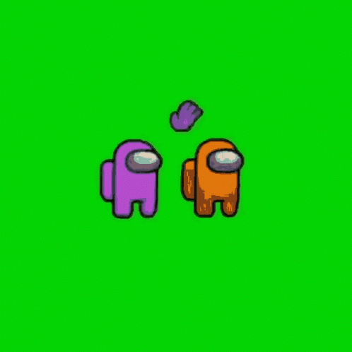 Purple And Orange Among Us Characters Standing GIF
