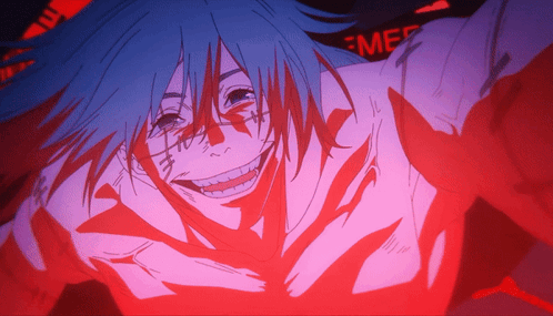 Purple and Red Drawing of Person With Word Eme