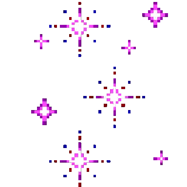 Purple and Red Stars and Crosses