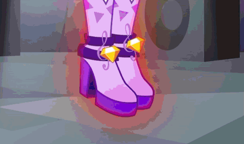 Purple and White Boots With Diamond Ankle Straps