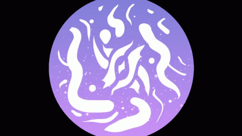 Purple and White Circle with Swirls and Stars