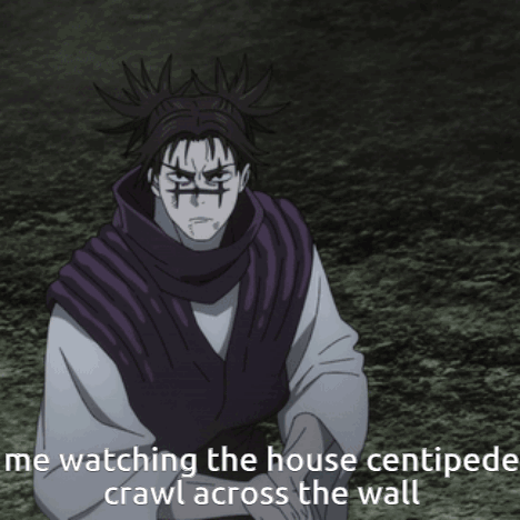 Purple and White Outfit Man Watching Centipede Crawl
