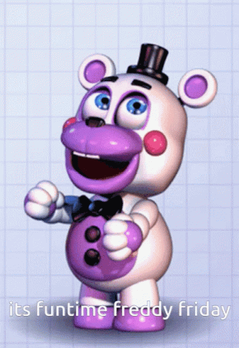 Purple and White Teddy Bear Its Funtime Freddy Friday