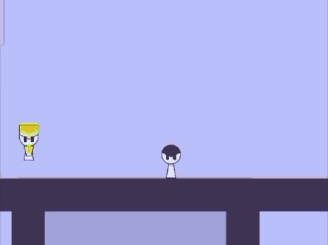 Purple and White Video Game With Donut on Wall