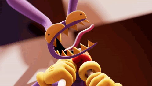 Purple and Yellow Cartoon Character With Long Tongue
