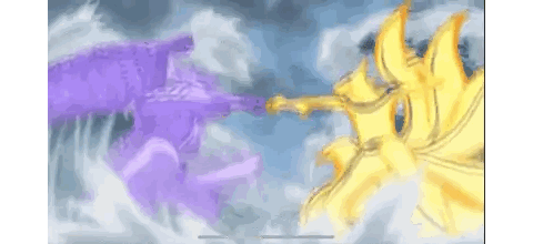 Purple and Yellow Dragons Fighting