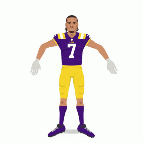 Purple and Yellow Football Player Number 7