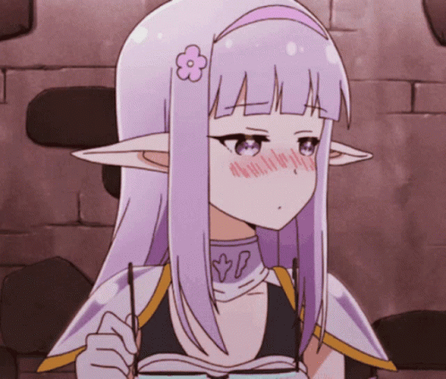 Purple Hair Elf Girl Blushing Anime GIF