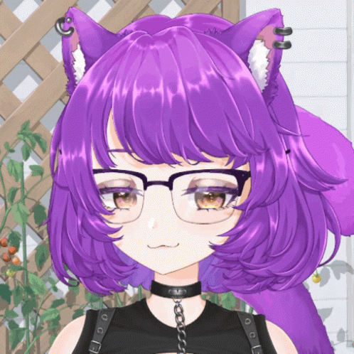 Purple Short Hair Cat Girl Anime GIF