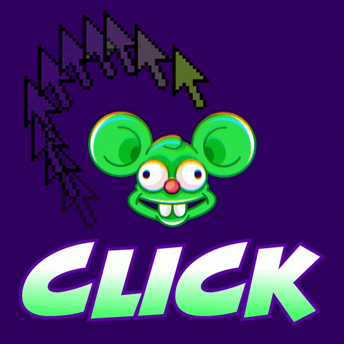 Purple Background Cartoon Mouse Saying Click