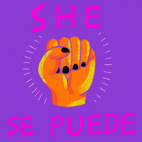 Purple Background Hand Saying She Se Puede GIF