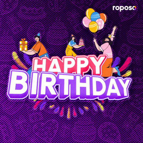 Purple Background Happy Birthday GIF