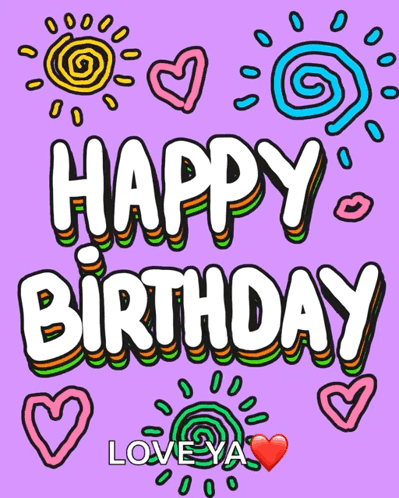 Purple Background Happy Birthday in White