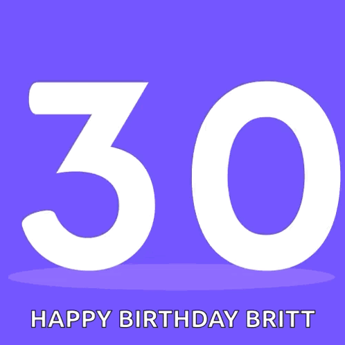 Purple Background Number 30 Happy Birthday Britt