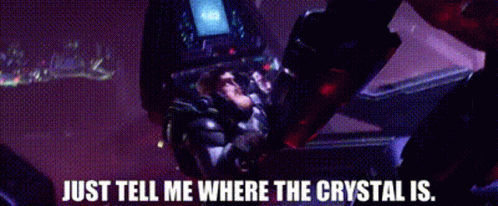 Purple Background Saying Just Tell Me Where the Crystal Is