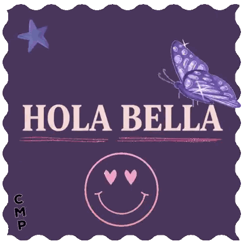 Purple Background With Hola Bella and Butterfly