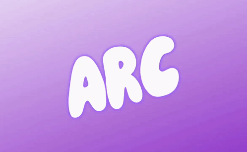 Purple Background With Word Arc In White Bubbles GIF