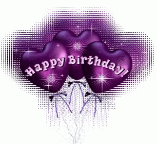 Purple Balloons Glitter Happy Birthday GIF