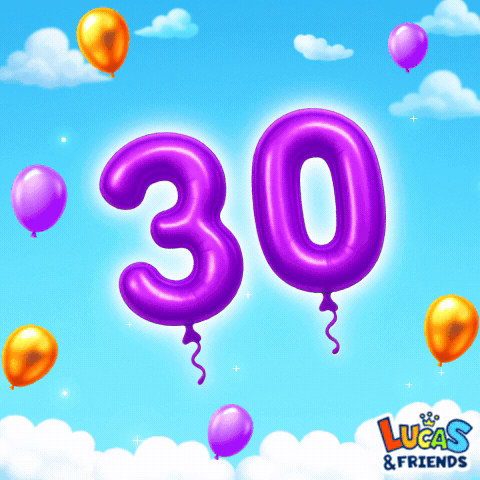Purple Balloons Number 30 GIF