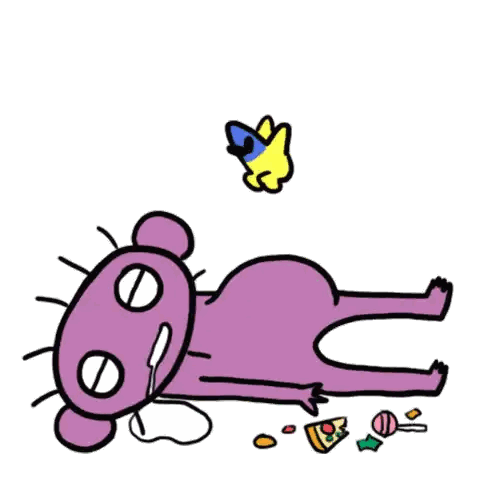 Purple Bear Lying on Ground