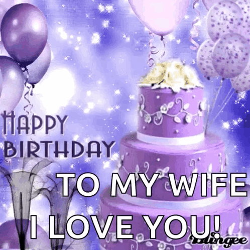 Purple Birthday Cake Happy Birthday My Wife I Love You