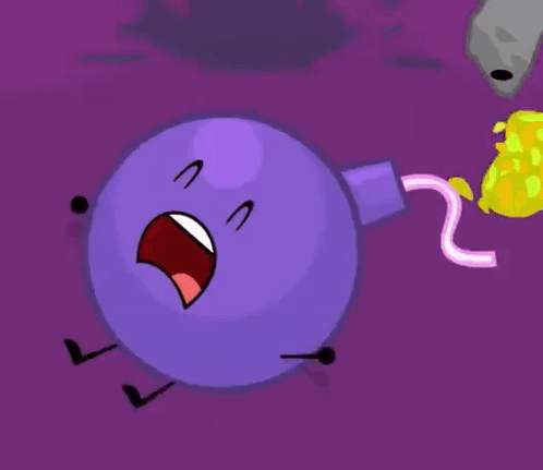 Purple Bomb with Pink Hose Next to Rock