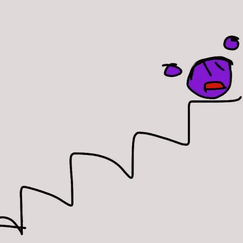 Purple Box With Smiling Face On Staircase GIF