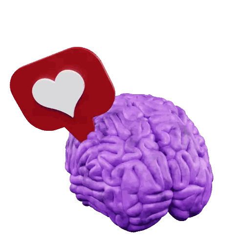 Purple Brain With Heart Icon