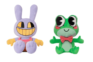 Purple Bunny and Green Frog Sitting Together