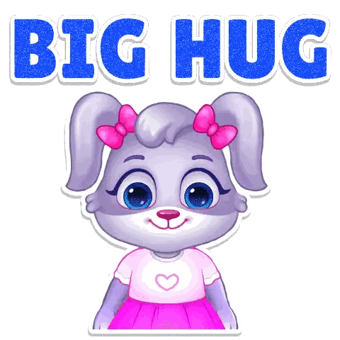 Purple Bunny with Big Hug Text