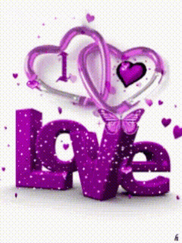 Purple Butterfly Love Hearts GIF