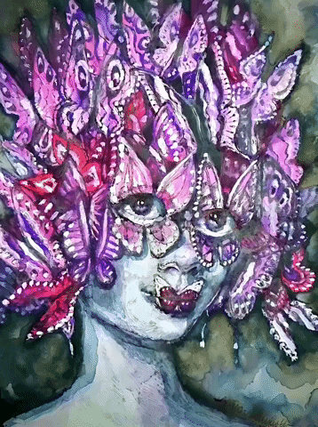 Purple Butterfly Masquerade Mardi Gras Art GIF