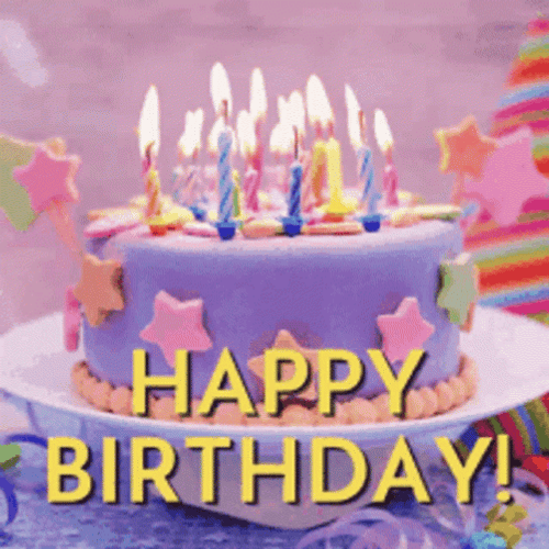 Purple Cake Happy Birthday GIF