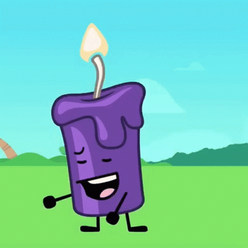 Purple Candle With Lit Flame
