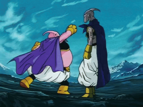 Purple Cape Cartoon Next to Another Cartoon