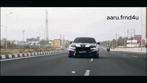Purple Car Driving Down Highway With aaru.frnd4u