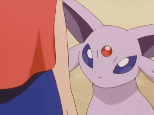 Purple Cartoon Animal With Red Eye Next To Person GIF
