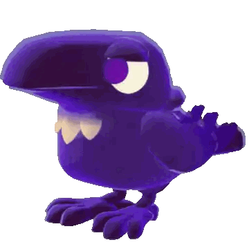 Purple Cartoon Bird with Large Beak