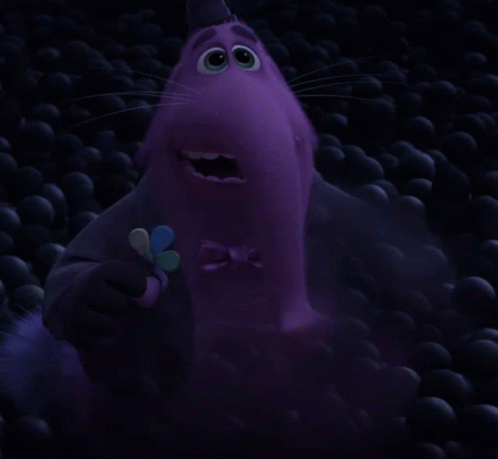 Purple Cartoon Character Holding Flower Lleva a la Luna por Mi
