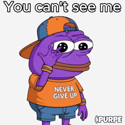 Purple Cartoon Character Never Give Up